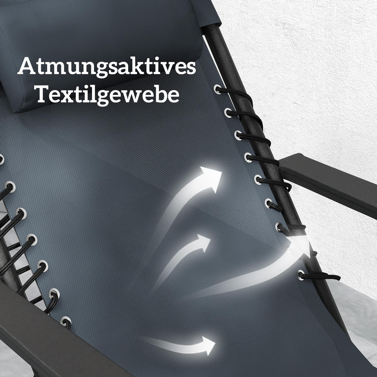 ZERO-GRAVITY-LIEGESTUHL 3er Set Metall Netzstoff Grau - Schwarz/Grau, Textil/Metall (65/110/90cm) - Outsunny