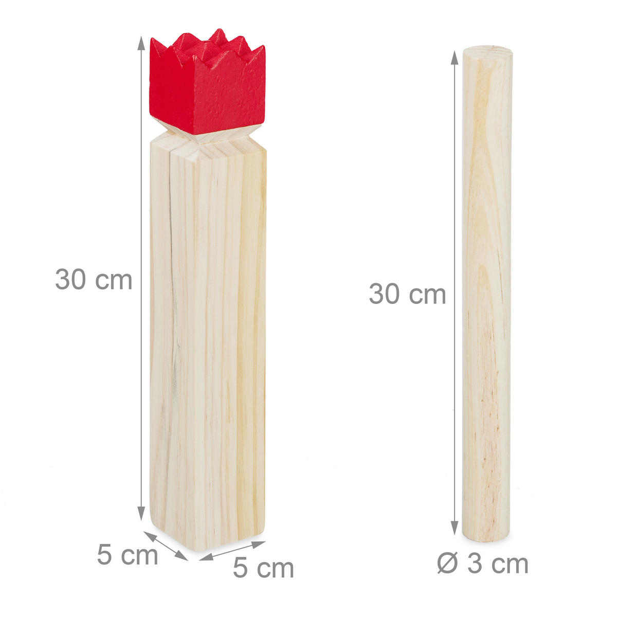 WIKINGERSPIEL Natur Rot 21-tlg. - Hellbraun, Holz (5/30cm) - Relaxdays