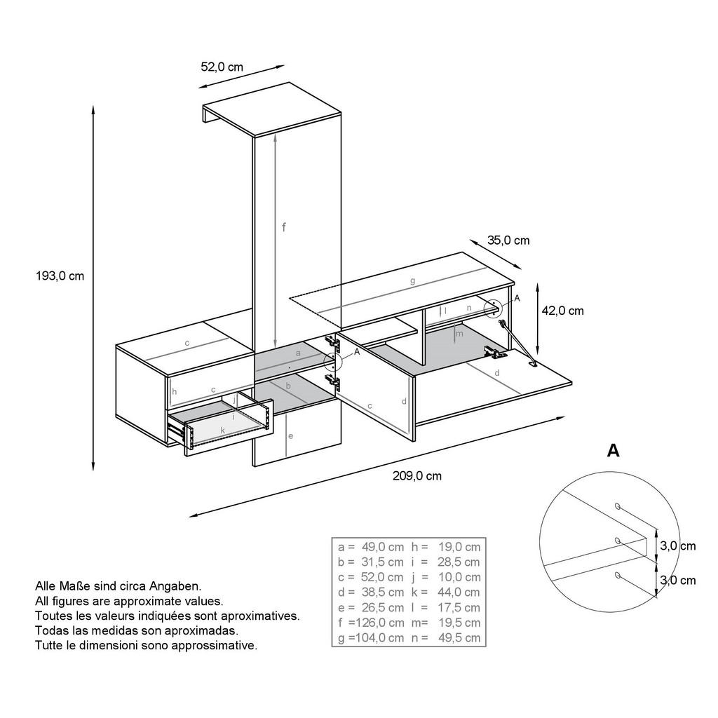 Thumbnail - Vladon Garderobe, Creme, Holzwerkstoff, 209x193x35 cm, Garderobe, Garderoben-Sets & Serien, Garderoben-Sets