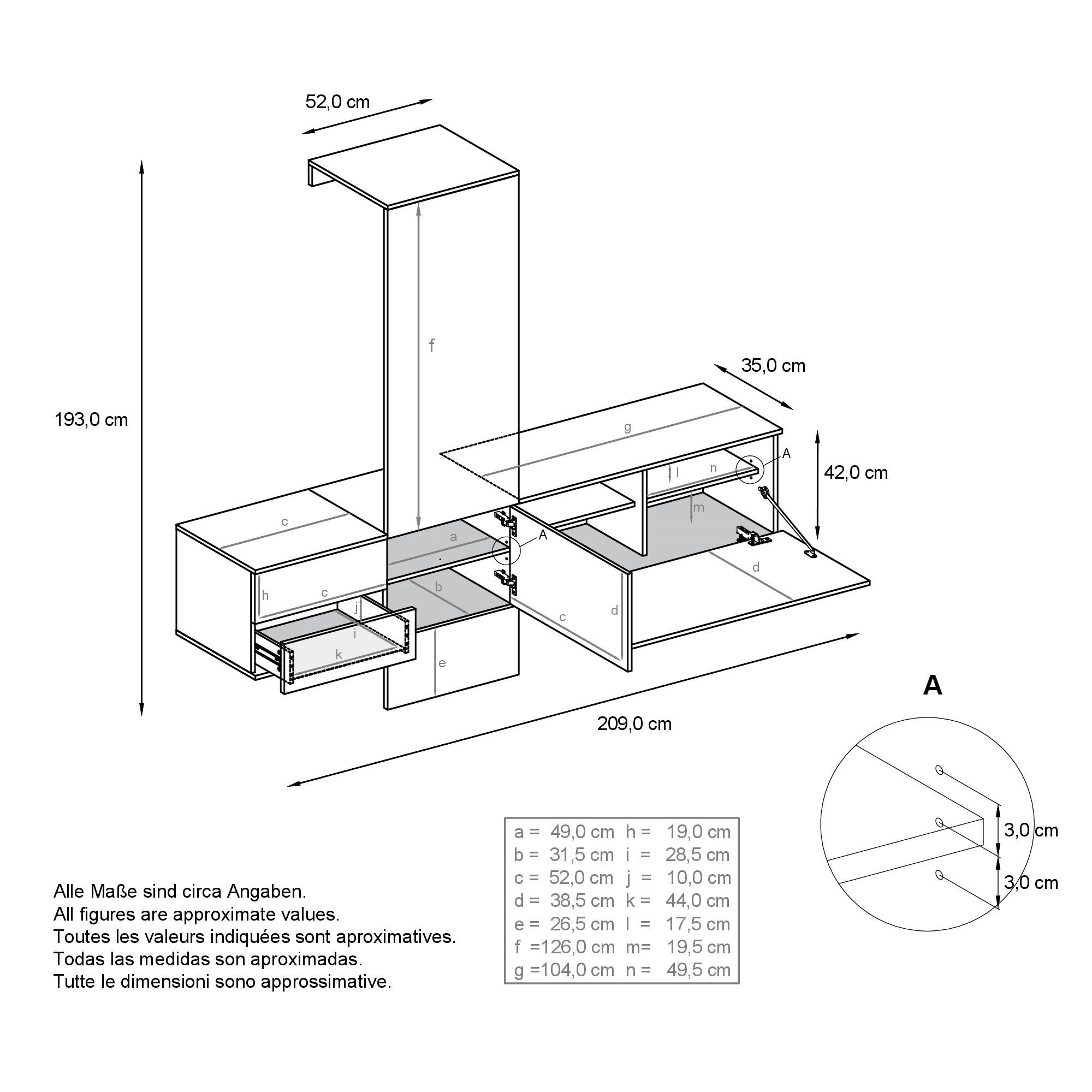 Thumbnail - Vladon Garderobe, Grau, Holzwerkstoff, 209x193x35 cm, Garderobe, Garderoben-Sets & Serien, Garderoben-Sets