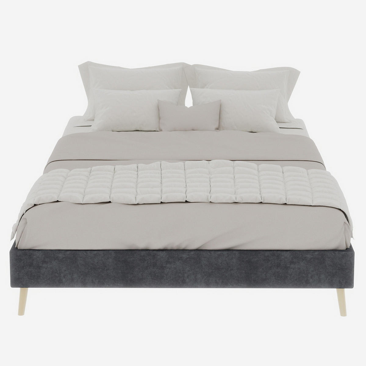 POSTEĽ 160/200 cm sivá s pevným viacbodovým podopretím z látky a kovu - sivá, textil (160/200cm) - OKWISH