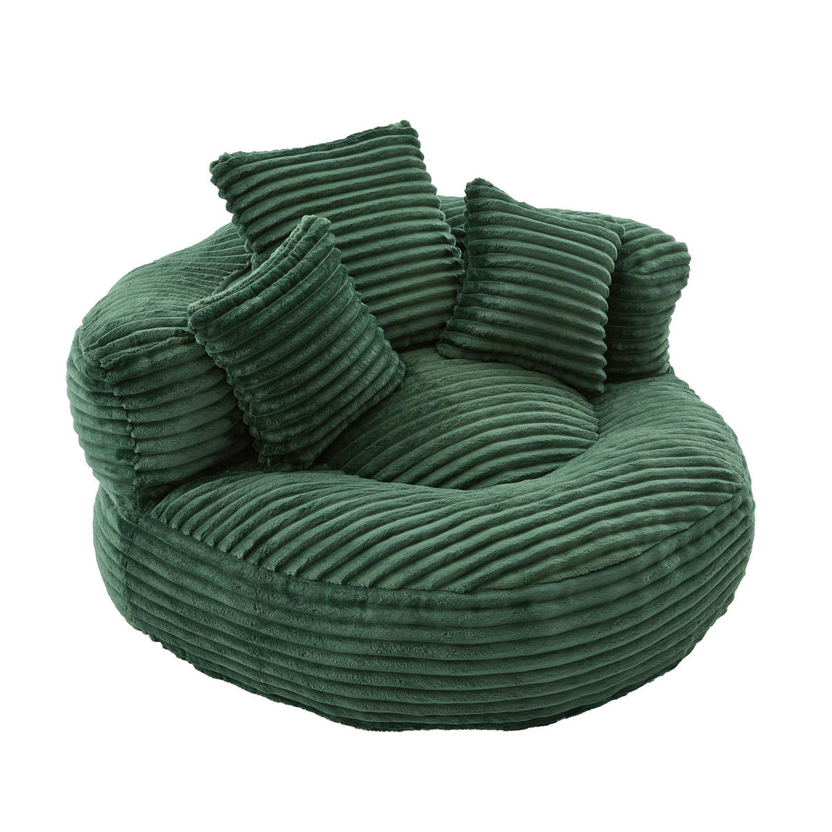 SITZSACK mit hoher Rückenlehne 108 x 108 x 52 cm Cord Emerald - Smaragdgrün, Textil (108/52/108cm) - Meubliv