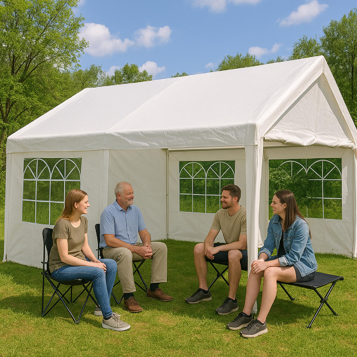 DACHPLANE Livingston - Zeltabdeckung für 3x4 Meter, PE weiss 180g/m². BxTxH: 400x300x285 cm - Weiß, Kunststoff (400/0.3/300cm) - TPFGarden