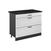 KÜCHENUNTERSCHRANK R-Line, Weiß Landhaus/Anthrazit, 100 cm Arbeitsplatte Anthrazit - Anthrazit/Weiß, Holzwerkstoff (100/81.6/60cm) - Vicco