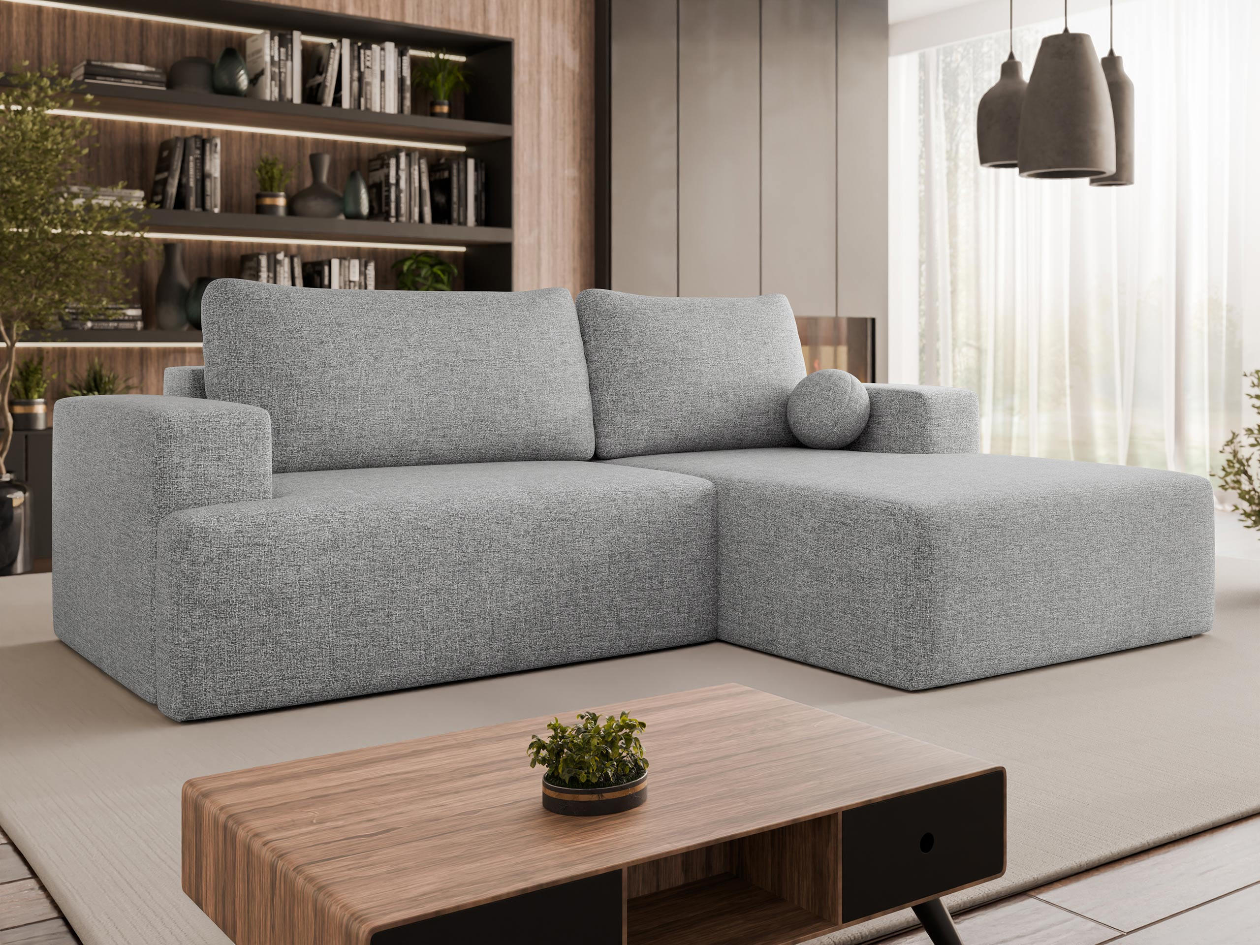 ECKSOFA Mivo, Seite: Rechts - Schwarz/Grau, Holz/Kunststoff (266/163cm) - MIRJAN24