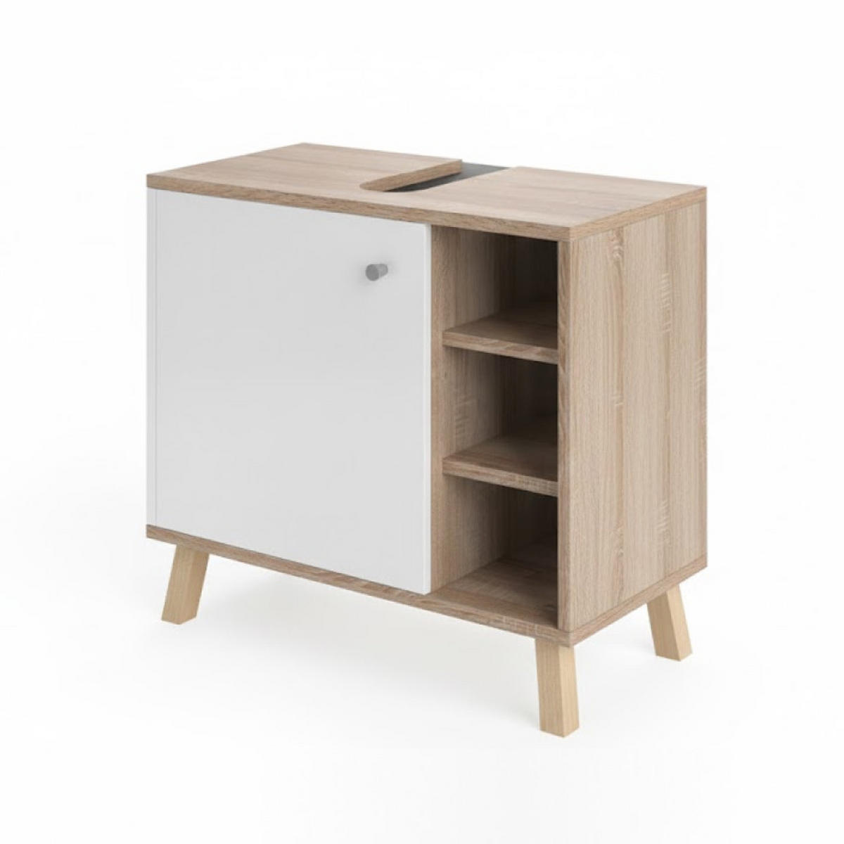 WASCHBECKENUNTERSCHRANK Senyo Weiß 60 x 54 cm - Weiß, Holzwerkstoff (60/54/32cm) - Vicco