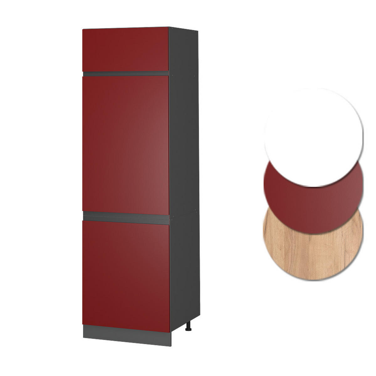 KÜHLUMBAUSCHRANK R-Line Rot 60 cm J-Shape - Anthrazit/Rot, Holzwerkstoff (60/206.8/57.2cm) - Vicco