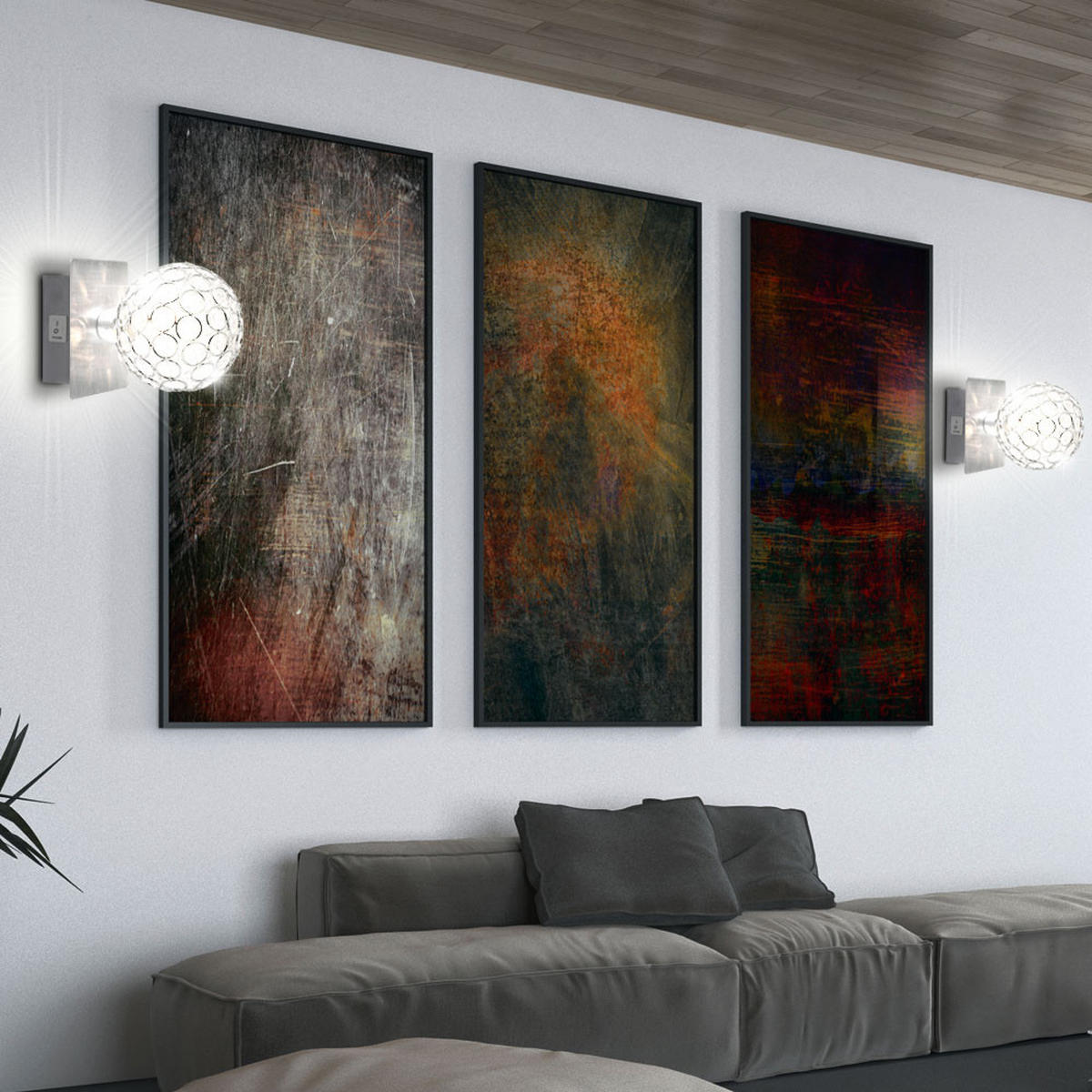 WANDELEUCHTE Aluminium Silber 2er Set - Silberfarben, Metall (11/11/15cm) - Globo Lighting