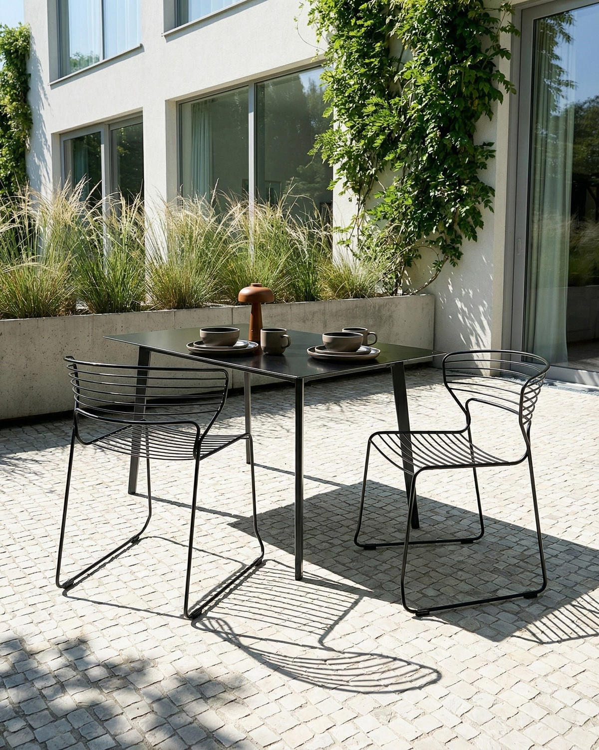 GARTENSTUHL 2er-Set Metall Schwarz Pistoia - Schwarz, Metall (54/80/51cm) - Beliani