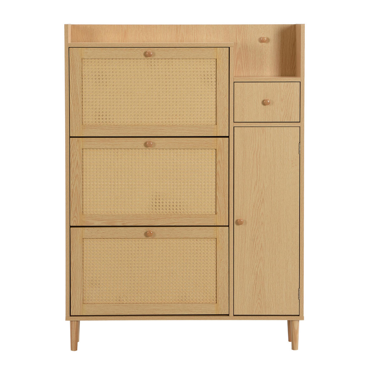 SCHUHSCHRANK mit 3 Klappen und 1 Schublade 90 x 125 x 17 cm Natur - Naturfarben, Holz (17/125/90cm) - Beauniv