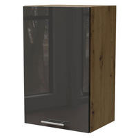 KÜCHENHÄNGESCHRANK Essen W2/45 Graphit Hochglanz / Eiche Artisan Matt 45 / 32,5 / 72cm - Graphitfarben/Eiche Artisan, Holz/Holzwerkstoff (45/72/32.5cm) - Feldmann-Wohnen