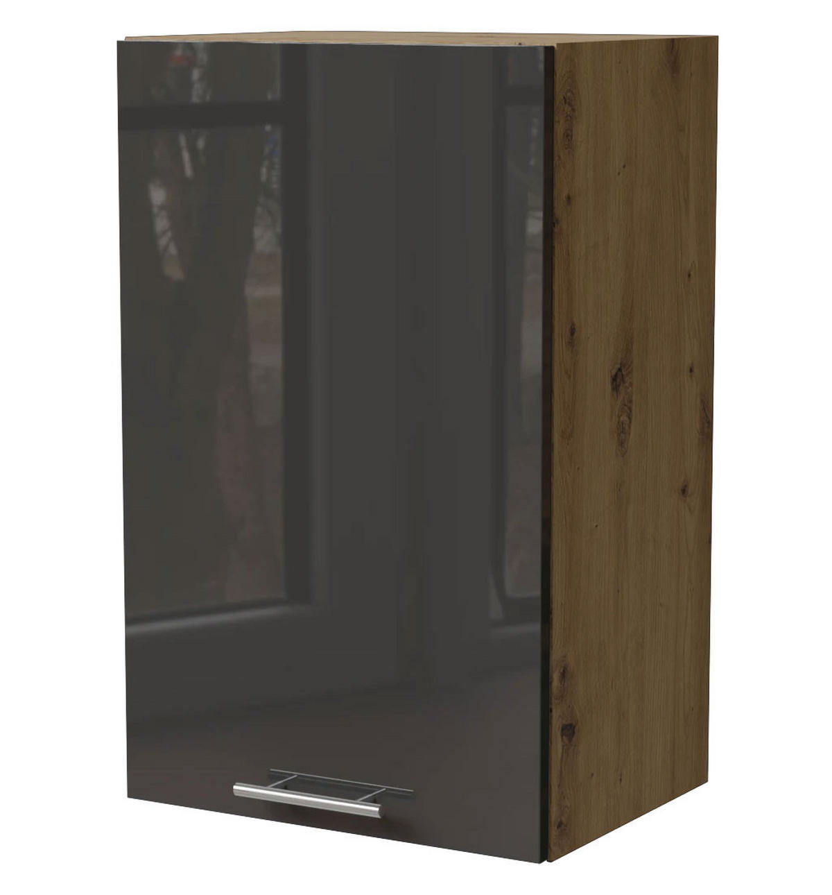 KÜCHENHÄNGESCHRANK Essen W2/45 Graphit Hochglanz / Eiche Artisan Matt 45 / 32,5 / 72cm - Graphitfarben/Eiche Artisan, Holz/Holzwerkstoff (45/72/32.5cm) - Feldmann-Wohnen