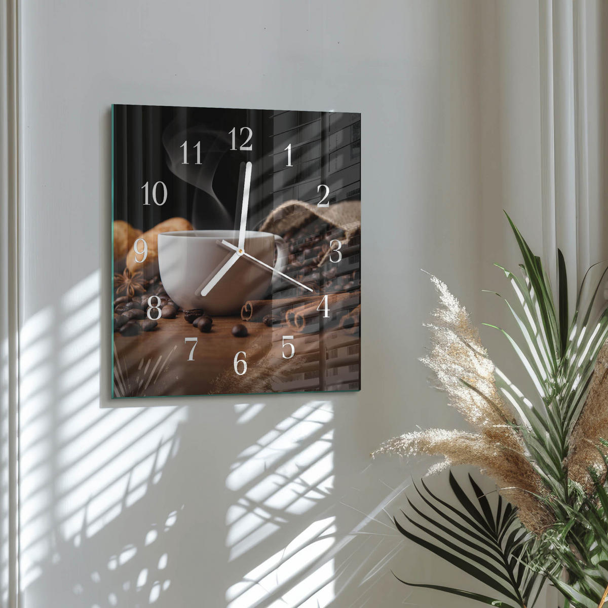 WANDUHR 30x30 cm - Kaffee - Braun, Glas (30/30/0.4cm) - TULUP