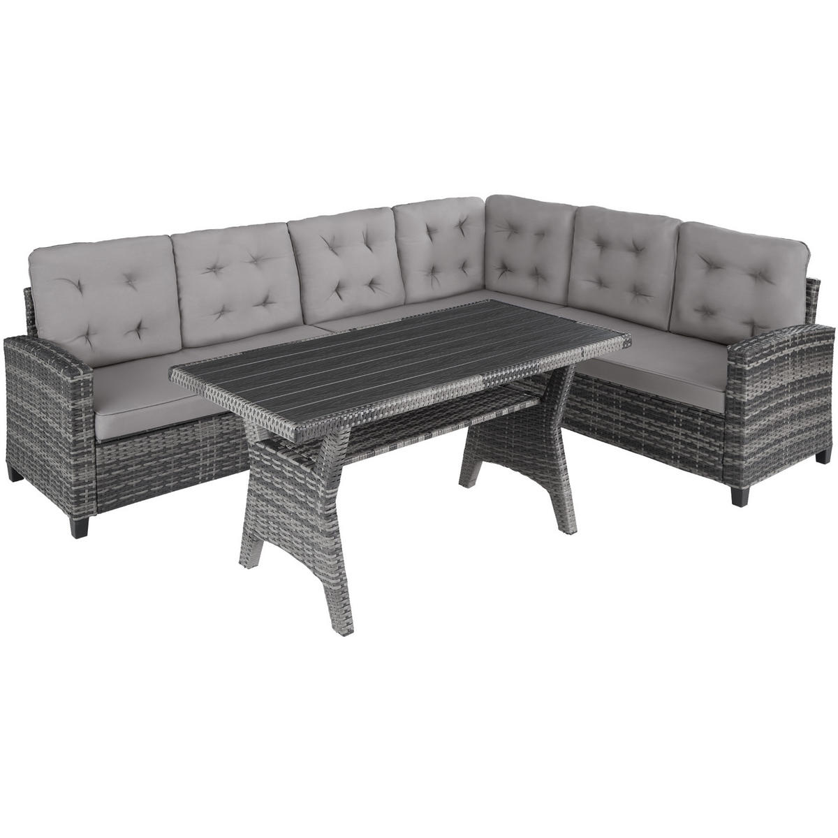 RATTANLOUNGE Catania,Tisch mit Schraubfüßen,grau - Grau, Kunststoff - tectake