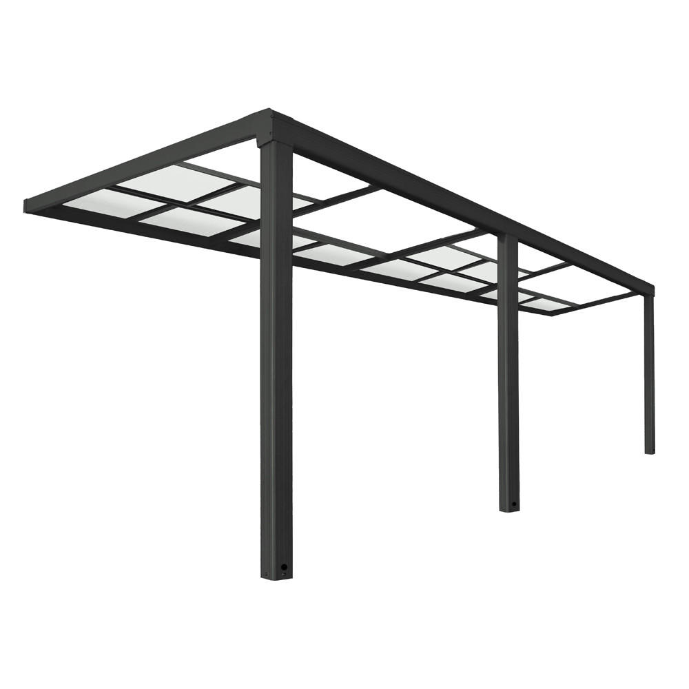 TERRASSENÜBERDACHUNG SOLIS DELUXE - Grau, 579 x 295 x 233 / 272 cm - Anthrazit, Kunststoff (579/272/295cm) - Home Deluxe