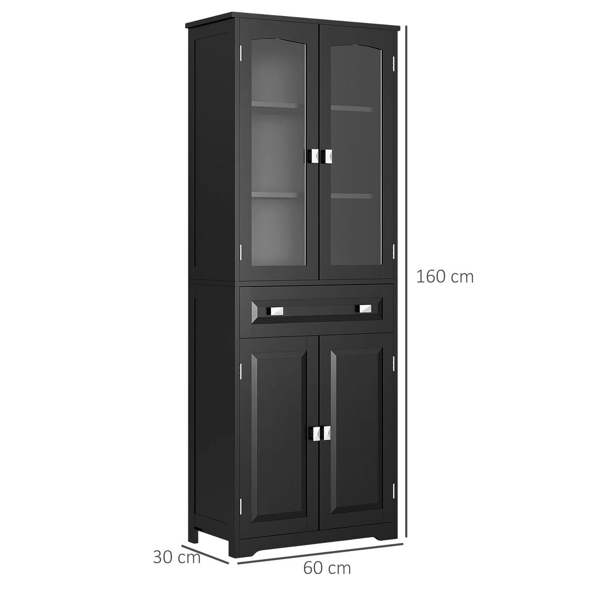 HIGHBOARD DE-11314 2 Glastüren Schwarz - Schwarz, Holzwerkstoff (30/160/60cm) - ComfortXL