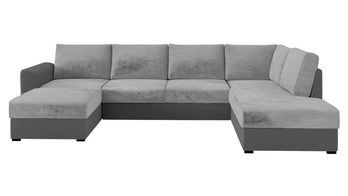 WOHNLANDSCHAFT Wilma Premium, Seite: Rechts - Hellgrau/Schwarz, Holz/Textil (305/85/188cm) - MIRJAN24