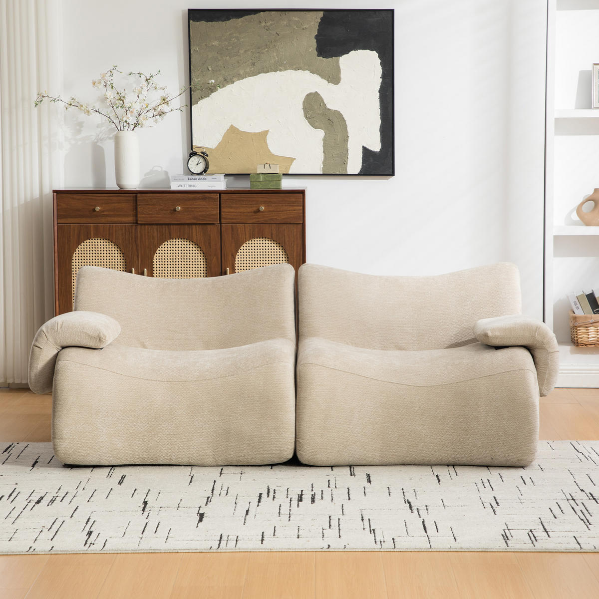 2-SITZER SOFA Chenille Khaki - Hellbraun, Textil (199/72.5/92cm) - WISHDOR