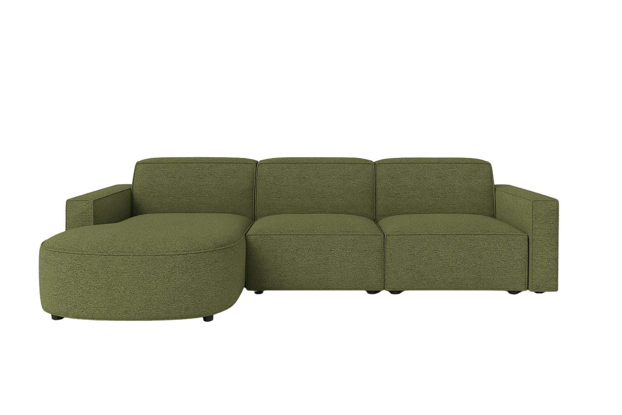 ECKSOFA Cursal Round L-Form, Stoff Artico, Moss, Links - Grün, Holz (284/166cm) - Kaiser Möbel