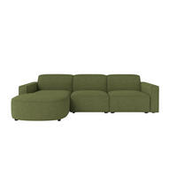 ECKSOFA Cursal Round L-Form, Stoff Artico, Moss, Links - Grün, Holz (284/166cm) - Kaiser Möbel