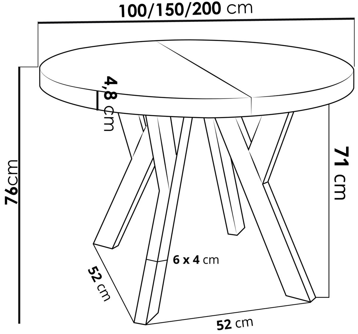 ESSTISCH Twixy runder ausziehbarer, Marmor Weiß 100-200/100/76 cm - Ecru/Weiß, Holz/Holzwerkstoff (100/100/76cm) - WFL GROUP