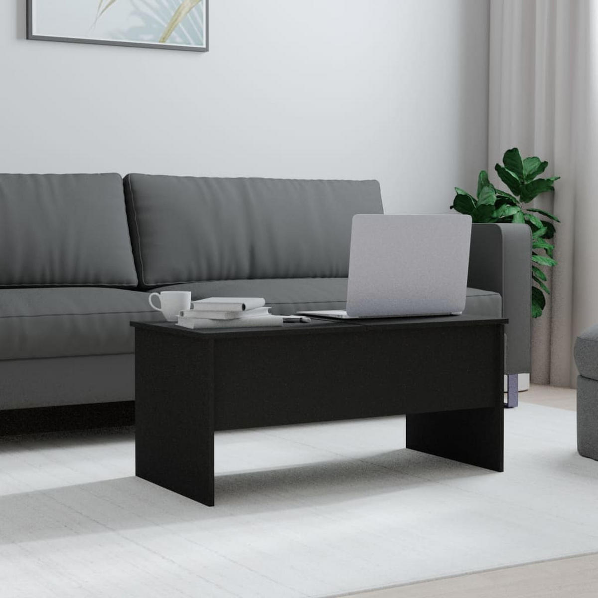 COUCHTISCH Schwarz 102x50,5x46,5 cm Holzwerkstoff - Schwarz, Holzwerkstoff (102/50.5/46.5cm) - furnicato