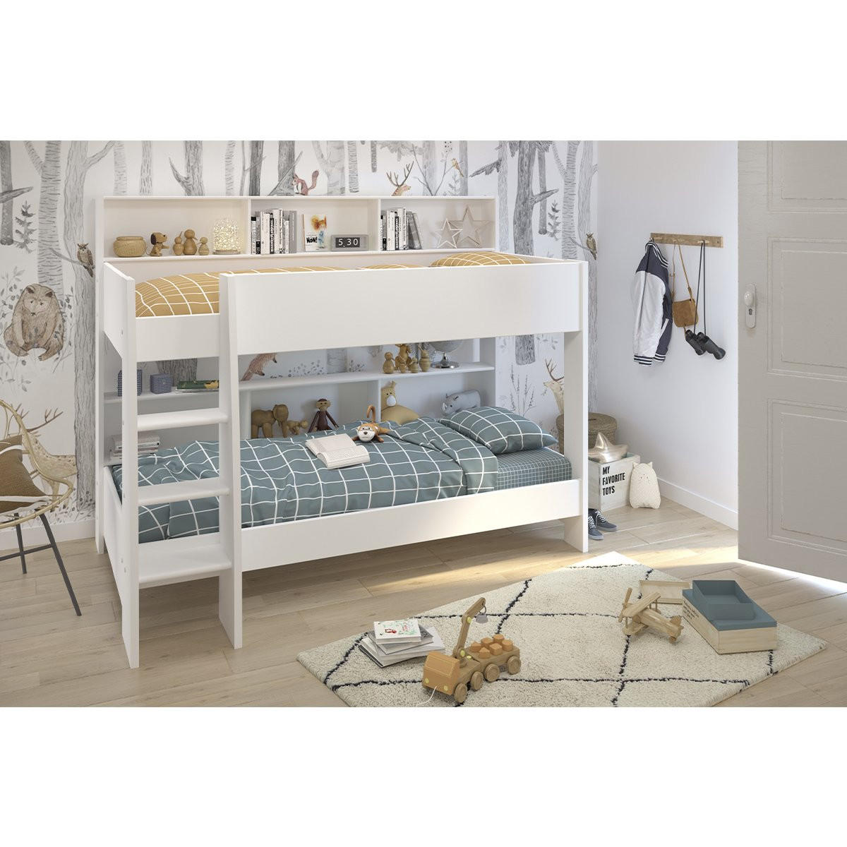 HOCHBETT mit Nischen - 90x200 cm - Leo - Weiß, Holzwerkstoff (90/200cm) - Calicosy