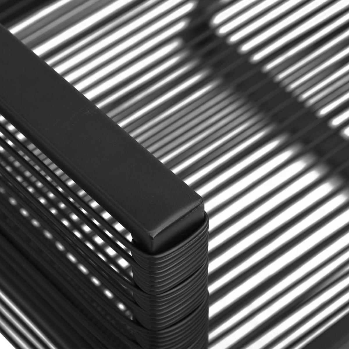 GARTENTISCHGRUPPE mit 160 cm Tisch, aus Stachl und PVC-Rattan, 7-teiliges Set - Schwarz, Metall - vidaXL