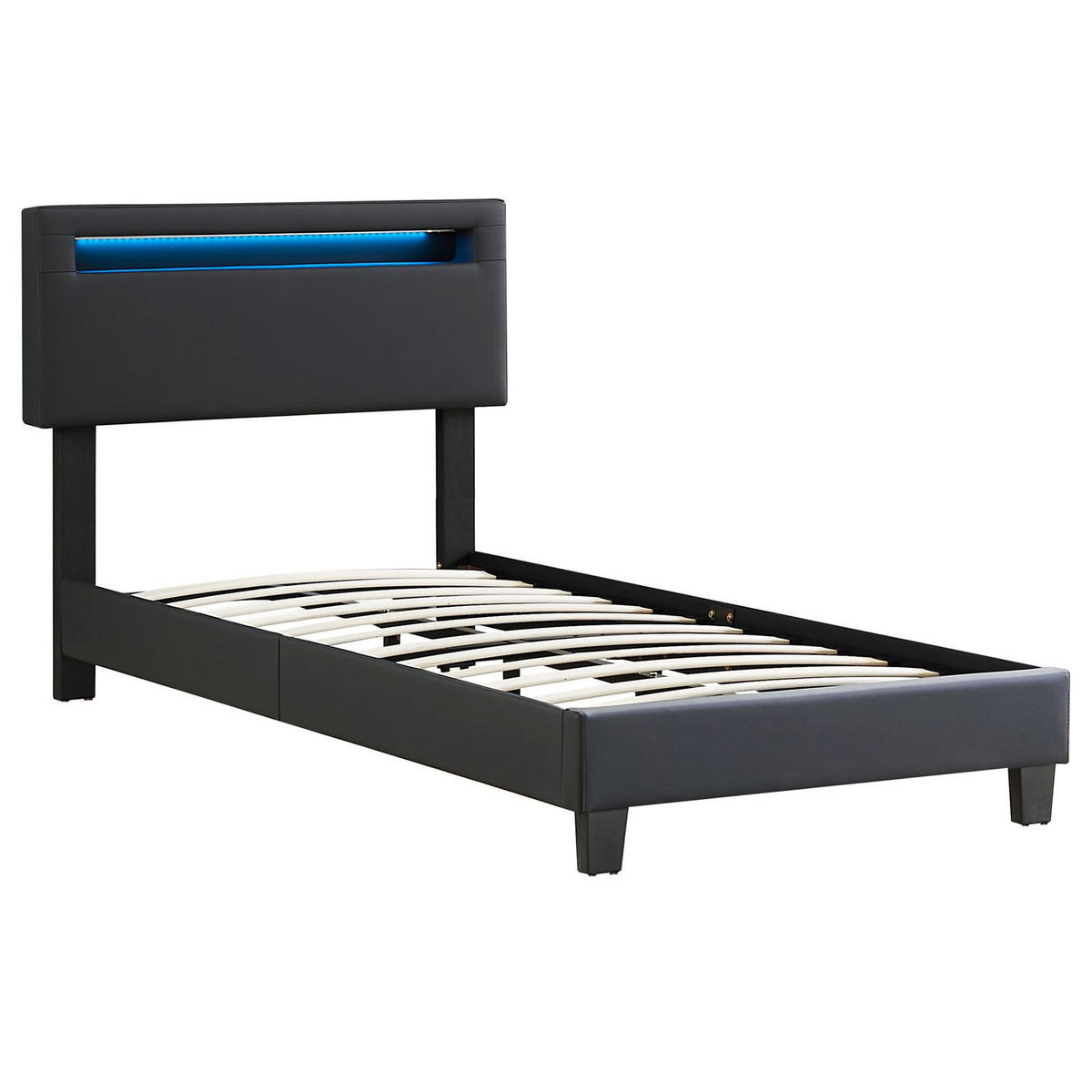 POLSTERBETT MIT LED BENITO 90X200 CM - Schwarz, Textil (90/200cm) - CARO-Möbel