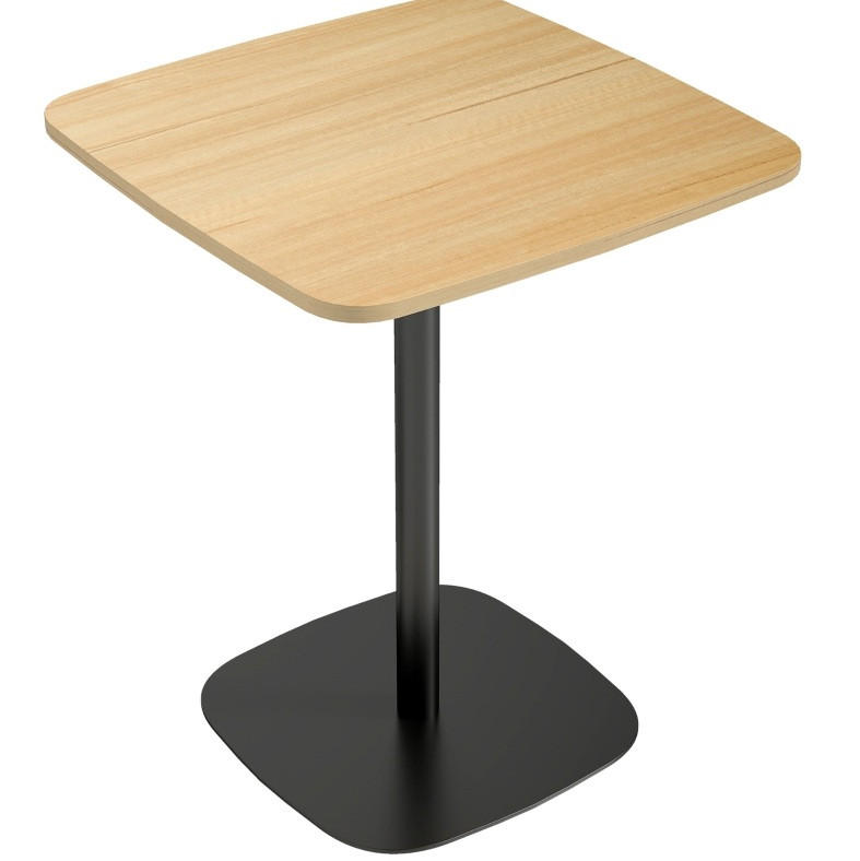 ESSTISCH aus Holz 60x60x75 cm Naturholz mit lackierter Oberfläche, abgerundeten Ecken und Stahlbasis - Braun, Holz (60/60/75cm) - Modfu