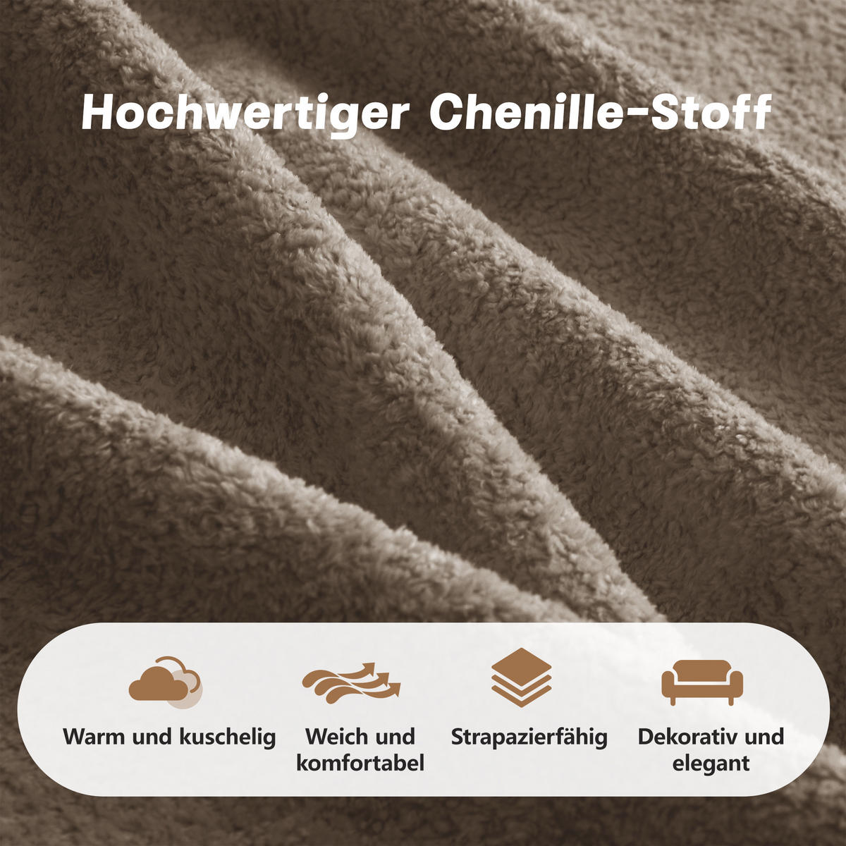 4-SITZER Sofa 384x167x70 cm aus Samtstoff rahmenlos modular, braun - Braun, Textil (167/70/384cm)
