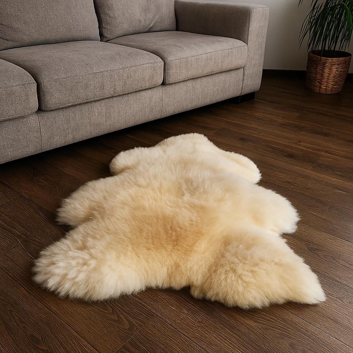 TEPPICH Baby Lammfell medizinisch gegerbt langflorig 110 cm - Beige/Goldfarben, Fell (65/110cm) - Provellus