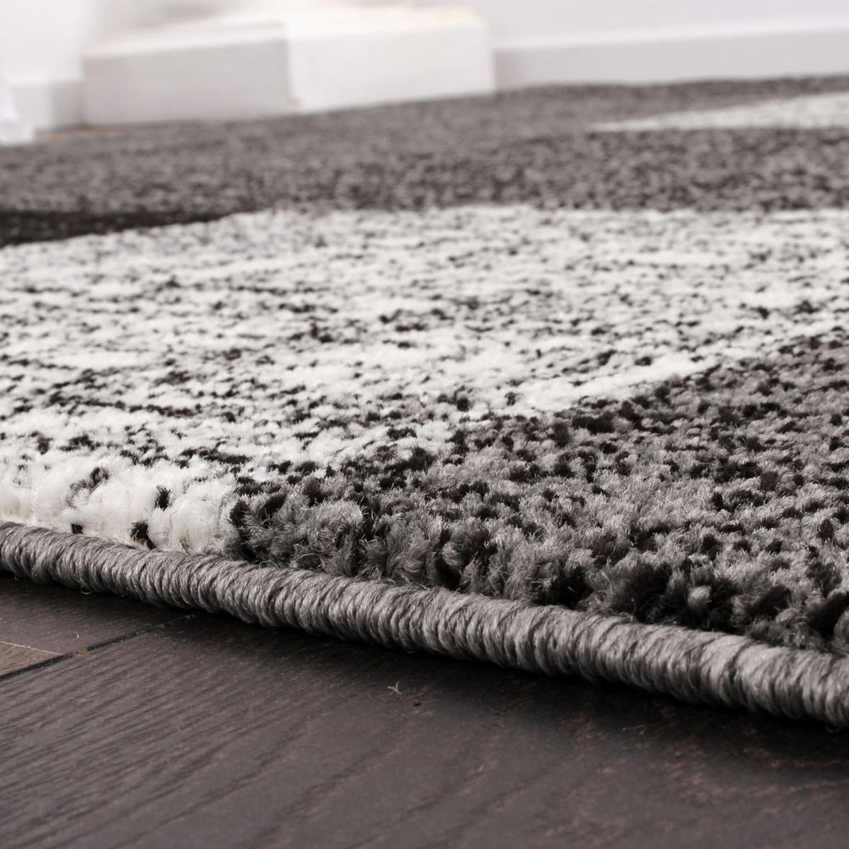 TEPPICH Kurzflor Geometrisches Blockmuster Wohnzimmer schmutzabweisend Grau Rechteckig 60x110 - Grau, Textil (60/110cm) - KADIMA DESIGN