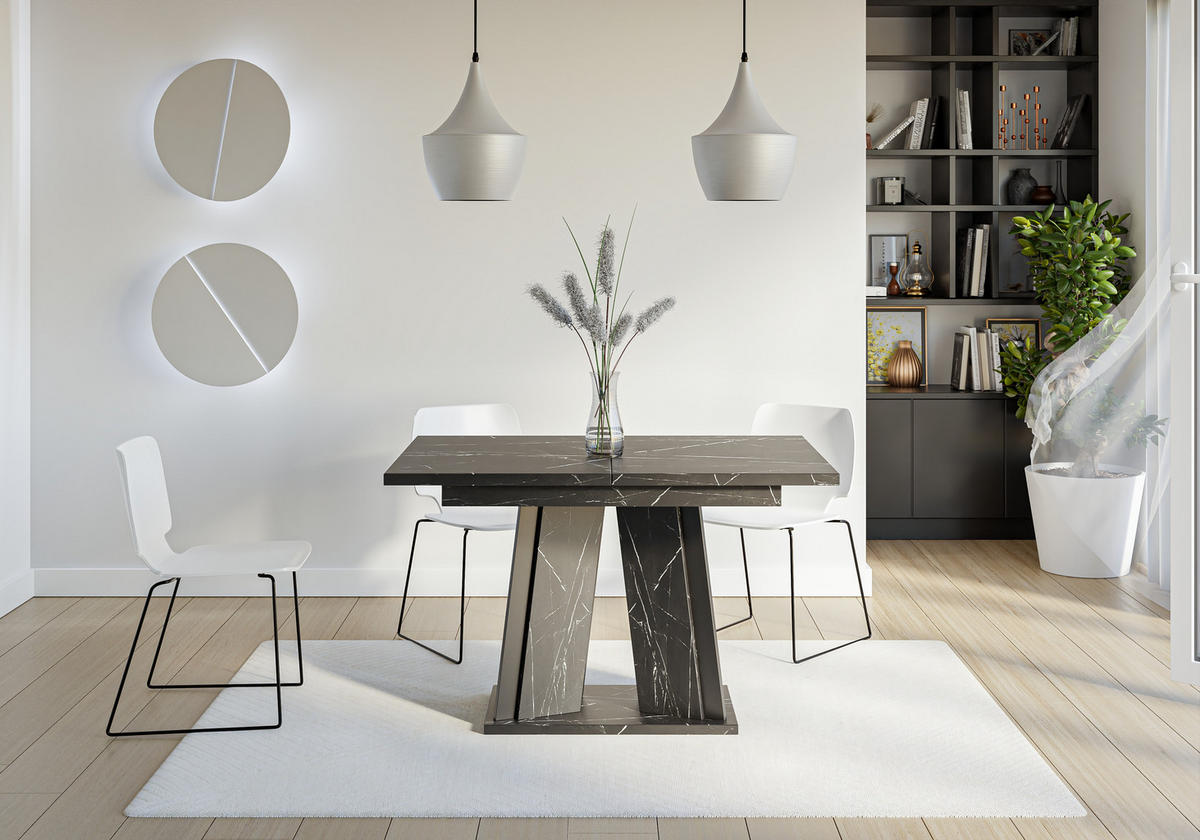 ESSTISCH Ausziehbar 120 - 160 cm Schwarz Marmoroptik - Schwarz/Grau, Holzwerkstoff (120/80/75cm) - PROSPERO