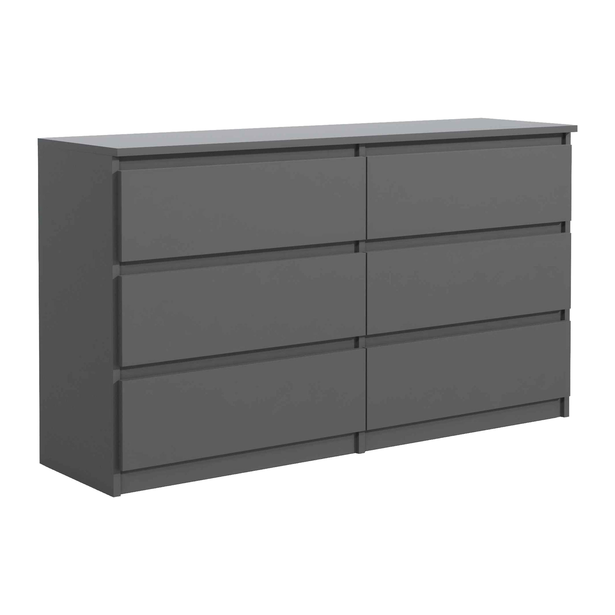 KOMMODE NUDO 138,5/78,5/39cm mit 6 Schubladen Türen Anthrazit - Anthrazit, Holzwerkstoff (138.5/78.5/39cm) - MASSENO
