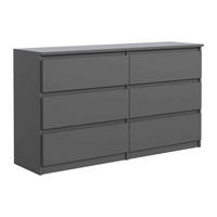 KOMMODE NUDO 138,5/78,5/39cm mit 6 Schubladen Türen Anthrazit - Anthrazit, Holzwerkstoff (138.5/78.5/39cm) - MASSENO