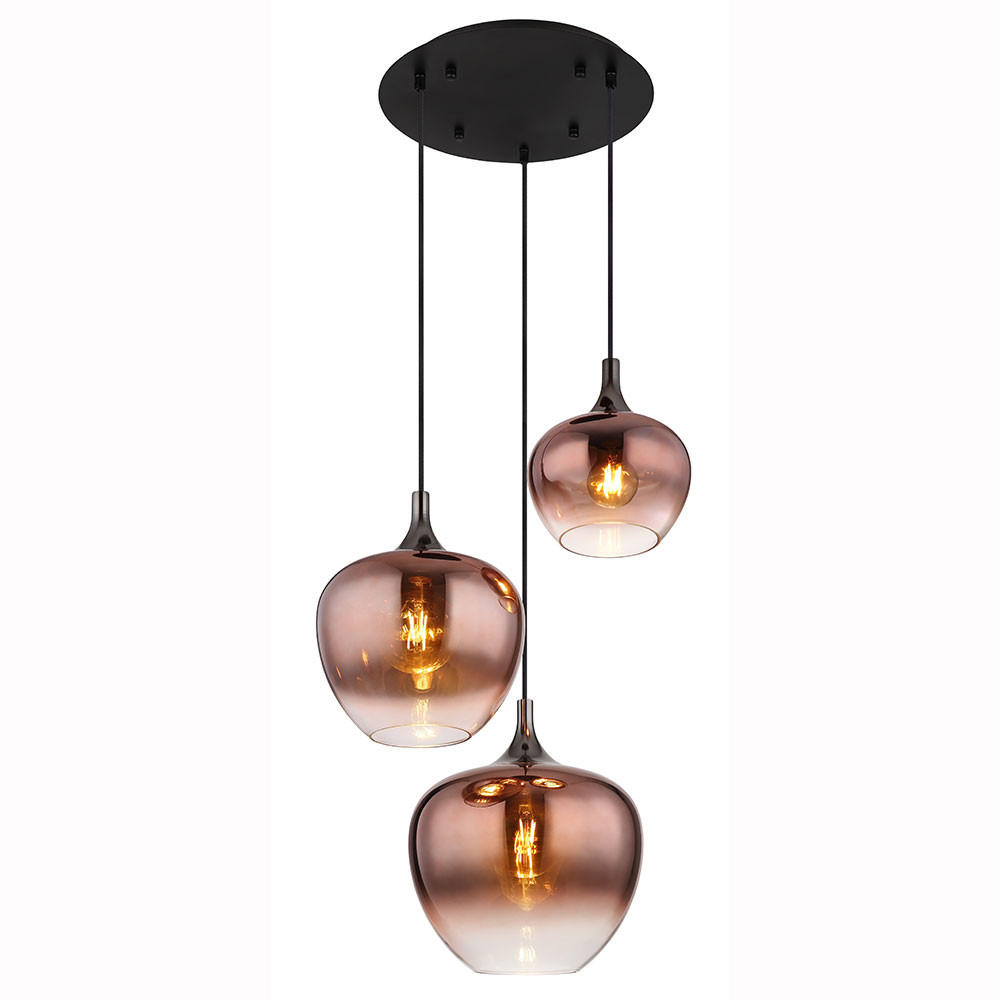 LED HÄNGELEUCHTE Metall Kupfer - Kupferfarben, Glas (48/48/120cm) - Globo Lighting