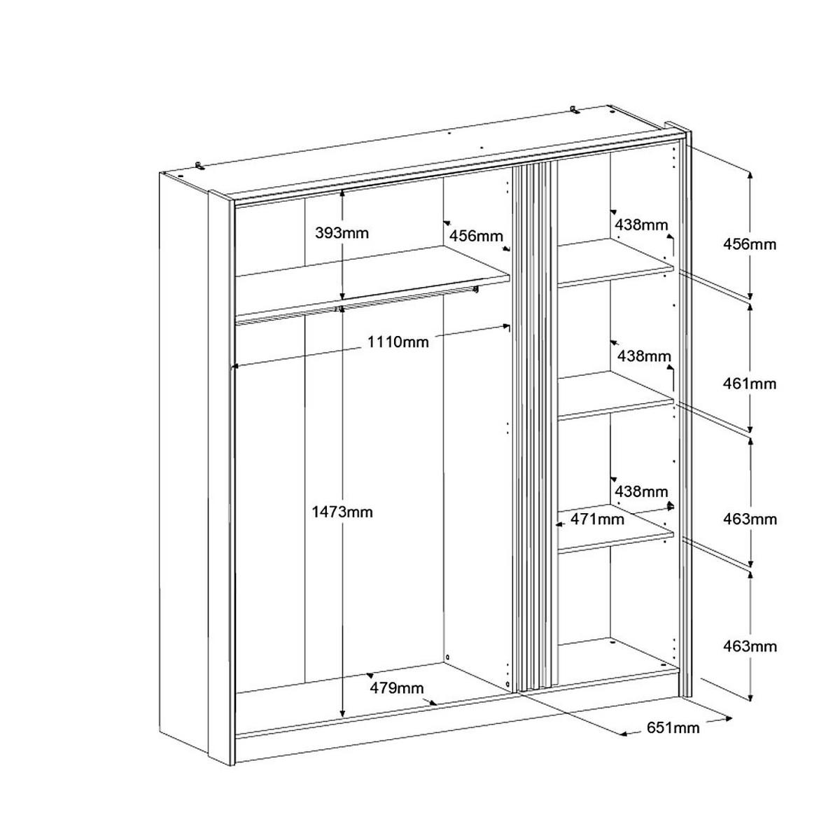 JUGENDZIMMER 3-teilig, Eiche japanisch, Komplettset mit Bett 160 x 200, Kleiderschrank, Kommode - Eichefarben, Holzwerkstoff (185/203/217cm) - Parisot Meuble