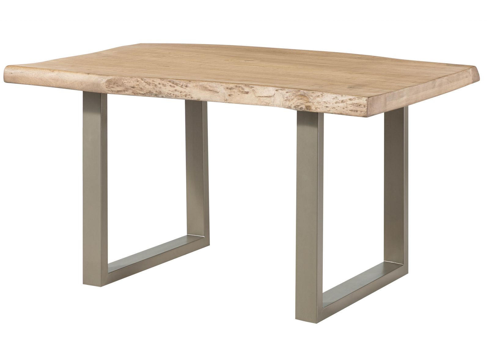 BAUMTISCH Mango 140x90x77 beige lackiert / U-Beine silber matt FREEFORM 5 - Beige, Holz (140/90/77cm) - Massivmoebel24