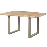 BAUMTISCH Mango 140x90x77 beige lackiert / U-Beine silber matt FREEFORM 5 - Beige, Holz (140/90/77cm) - Massivmoebel24