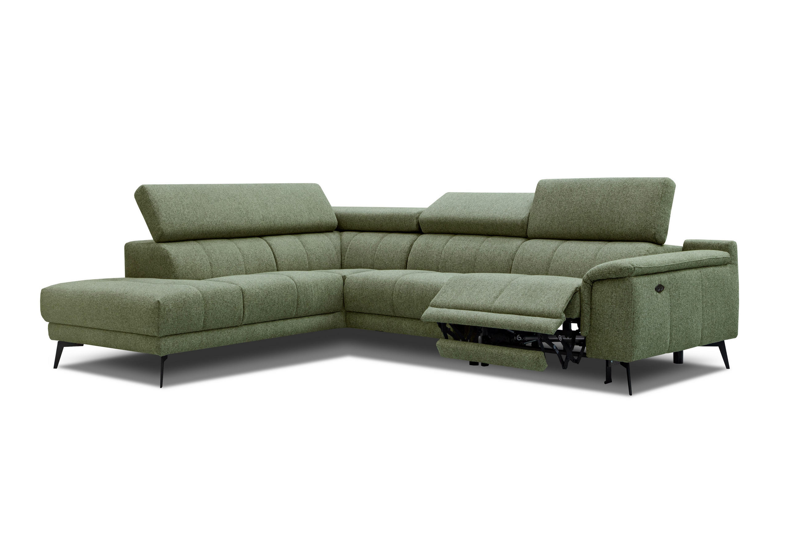 ECKSOFA FIERO 5-Sitzer mit 1 Relaxfunktion, olivgrün - Olivgrün, Holzwerkstoff/Textil (228/290cm) - Courtois Laville