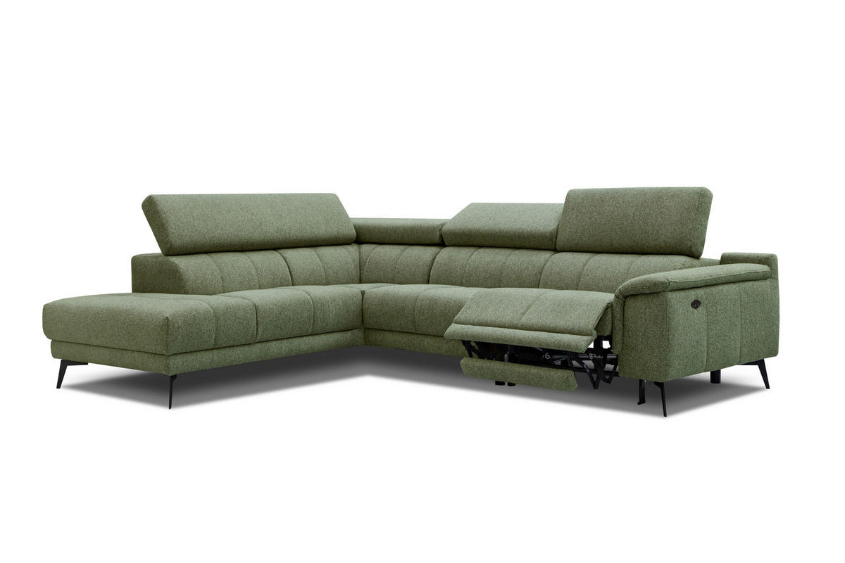 ECKSOFA FIERO 5-Sitzer mit 1 Relaxfunktion, olivgrün - Olivgrün, Holzwerkstoff/Textil (228/290cm) - Courtois Laville