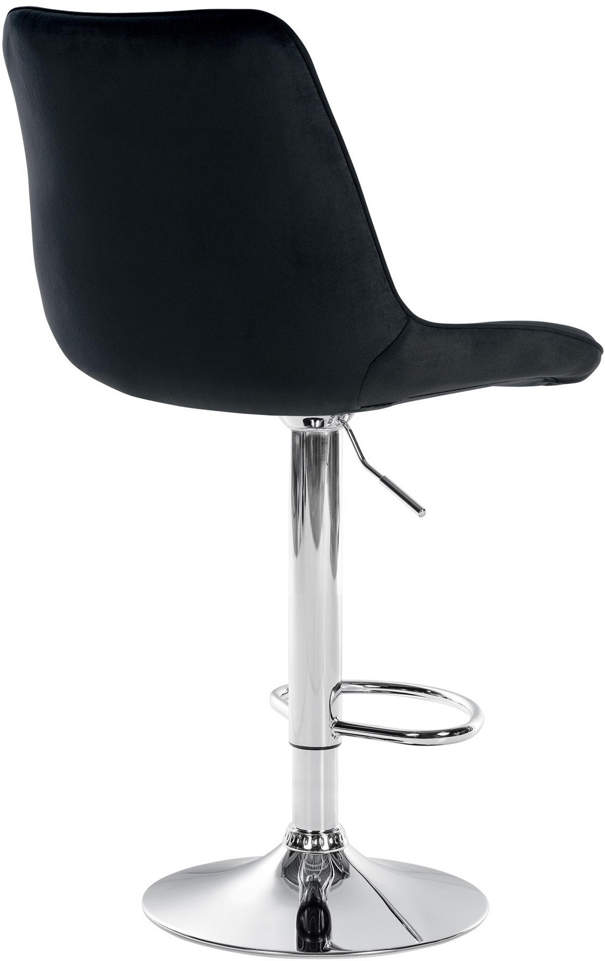 BARHOCKER Samt schwarz - Chromfarben/Schwarz, Textil/Metall (49.5/91/50cm) - CLP