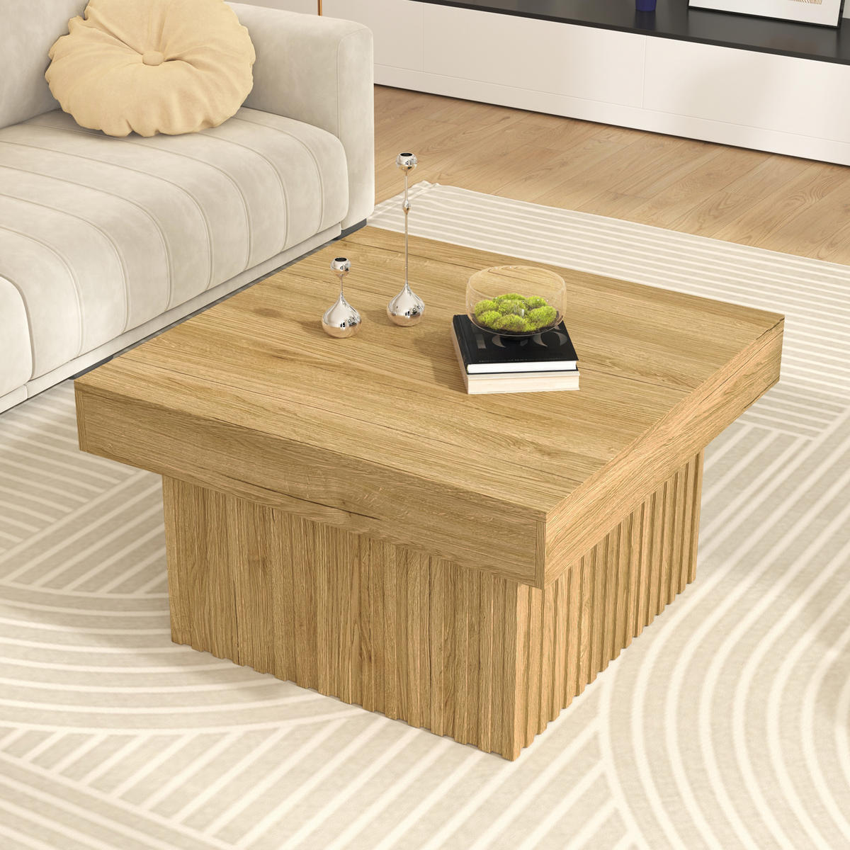 COUCHTISCH 79x79x46 cm Holz modern - Naturfarben, Holz (79/79/46cm) - LEBENLANG