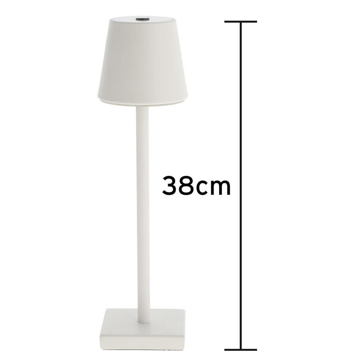 LED TISCHLEUCHTE Weiß Touchdimmer Spritzwassergeschützt - Weiß, Metall (12/12/38cm)