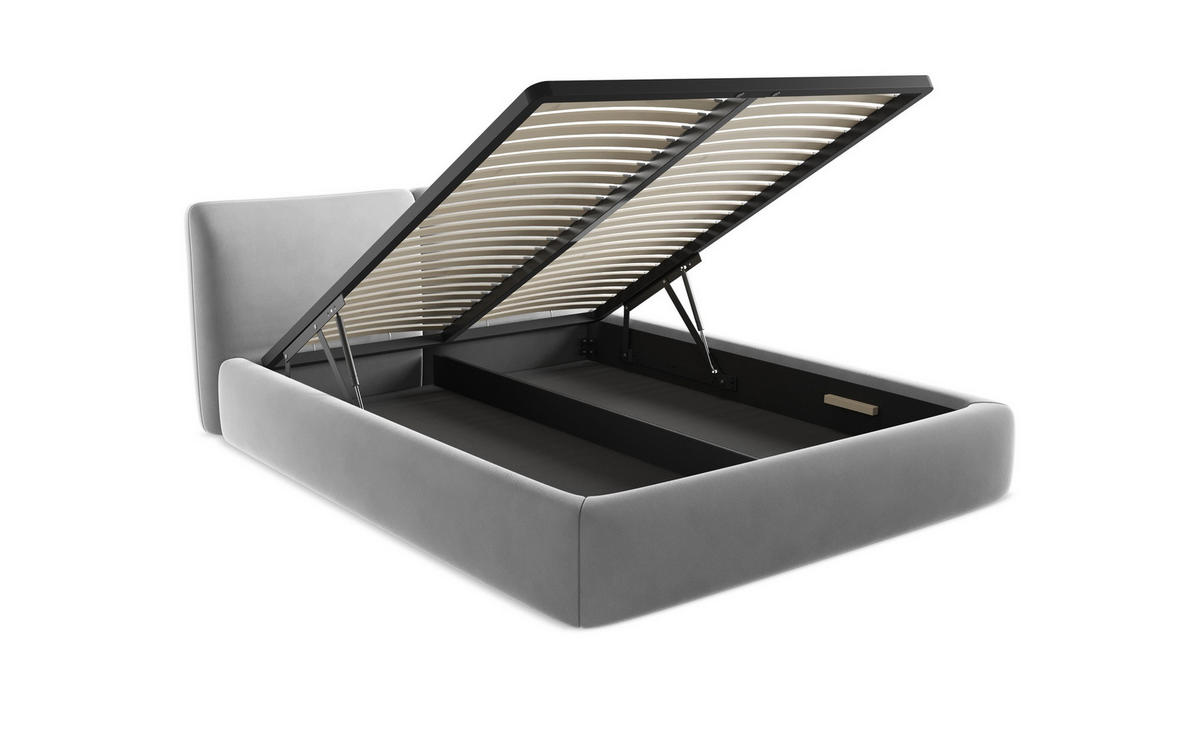 POLSTERBETT mit Bettkasten und Lattenrost 180x228 Beige - Beige/Schwarz, Kunststoff/Textil (160/200cm) - Makamii