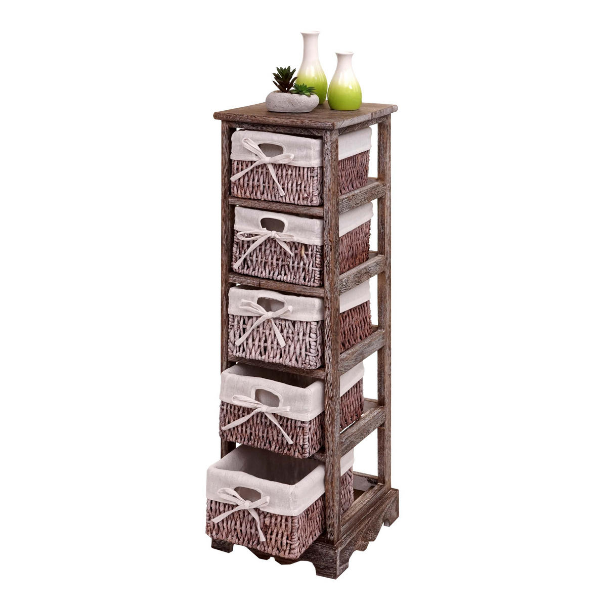 KOMMODE MIT 5 KORBSCHUBLADEN Braun - Braun, Holz (25/90/28cm) - MCW