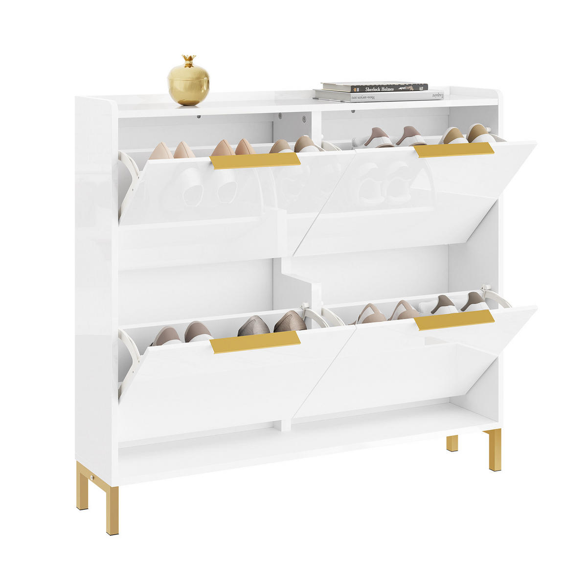 SCHUHSCHRANK Weiß - Weiß, Holzwerkstoff (100/90/19cm) - SoBuy