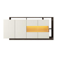 SIDEBOARD - 200 cm x 43.6 cm - Holz, Platte, Glas - Naturfarben Dunkel, Beige IDESIA - Beige/Naturfarben, Glas/Holz (200/92.8/43cm) - Vente-Unique