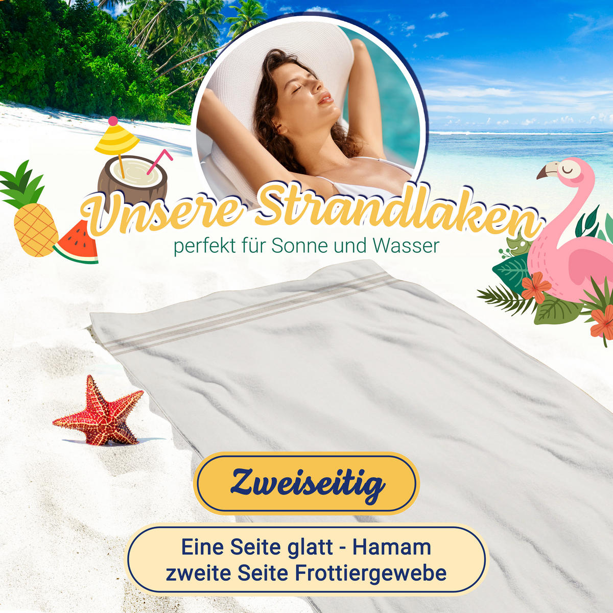 STRANDTUCH, 100% Baumwolle - Beige, Textil (70/180cm) - Zollner